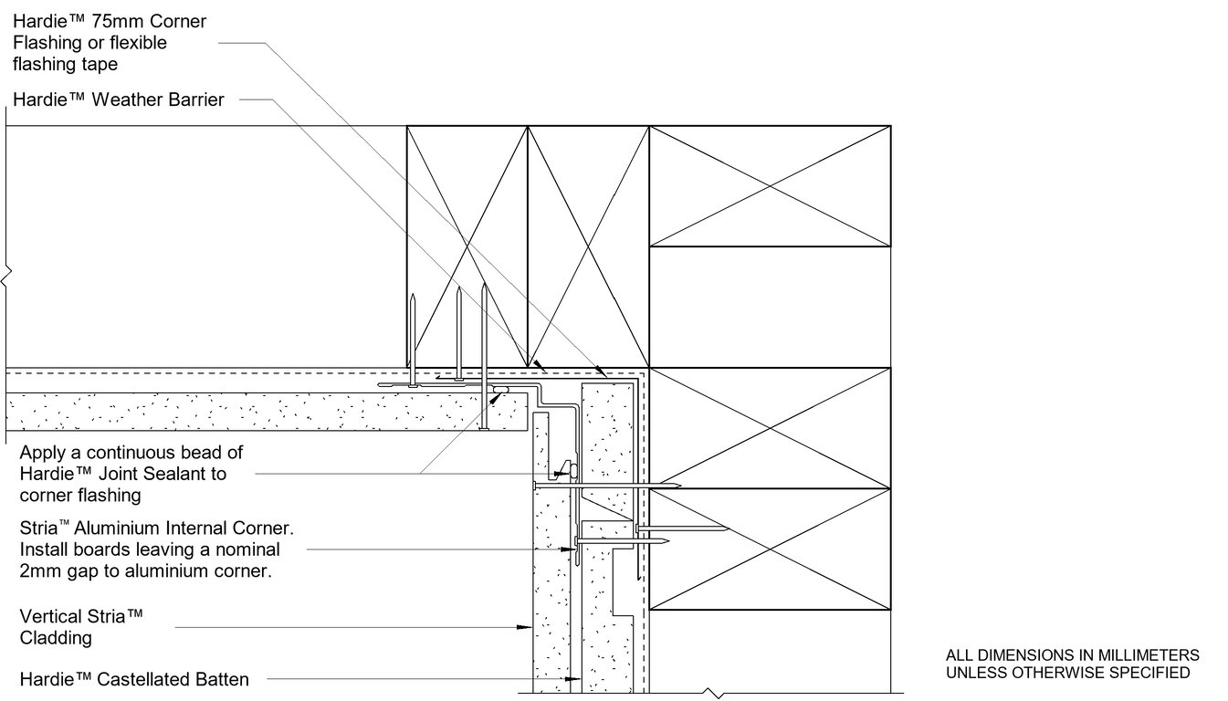 STRIA Internal Corner Between Vertical And Horizontally Oriented Boards
